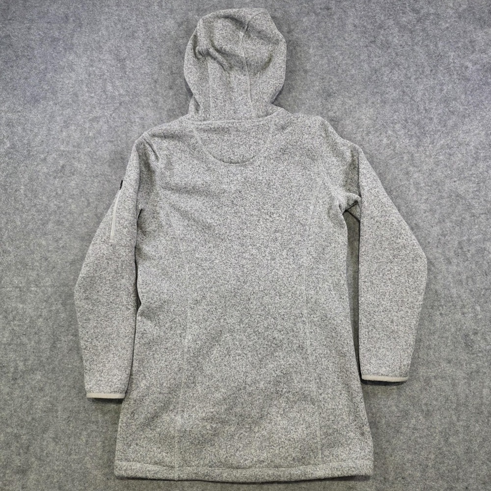 LL Bean Sweater Fleece Coat Womens Small Petite Gray Hooded Full Zip Jacket - Picture 12 of 15